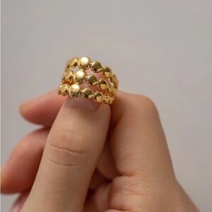 18K Gold Plated Triple Circle Open Ring